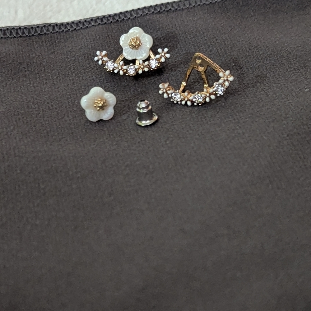 Banter brand flower huggie earrings gold